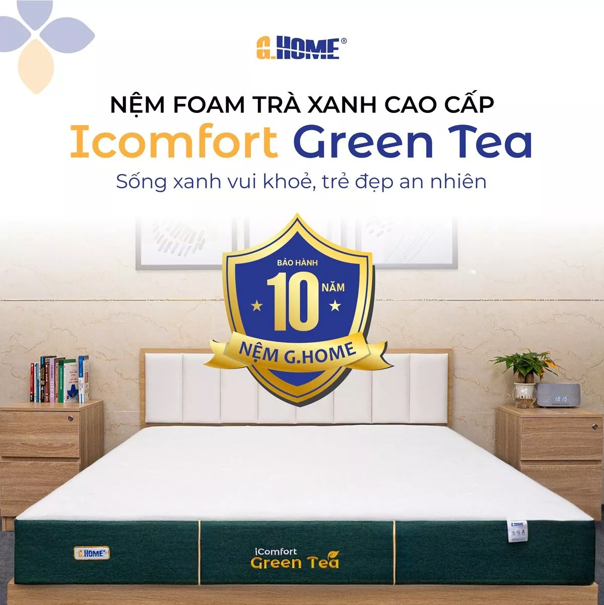 Nệm Foam iComfort Green Tea Cao Cấp