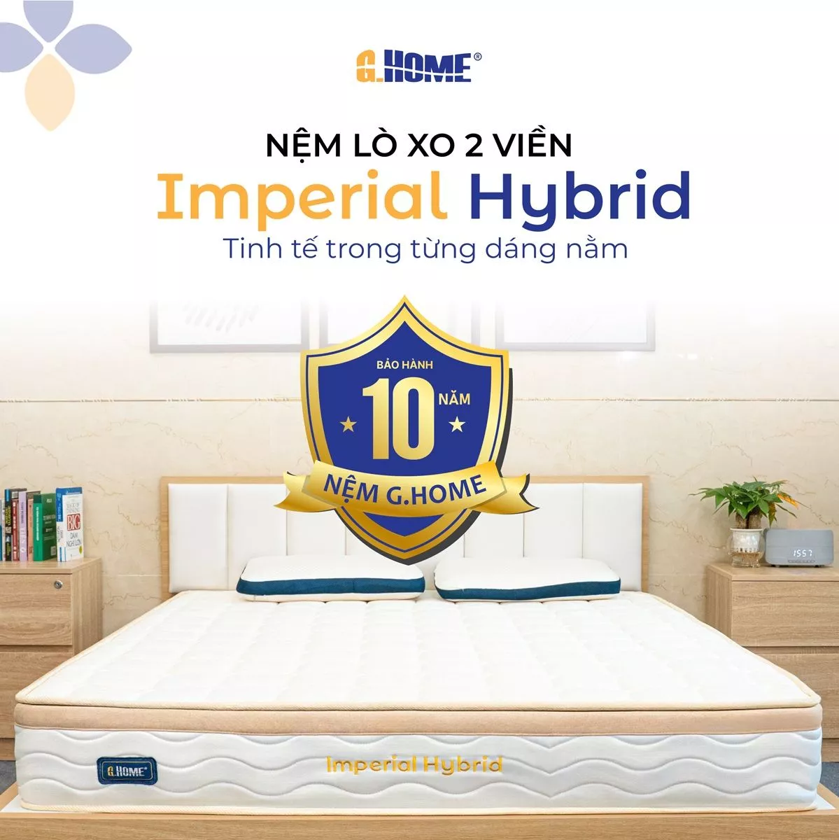 Nệm Lò Xo Imperial Hybrid Túi Độc Lập 2 Viền