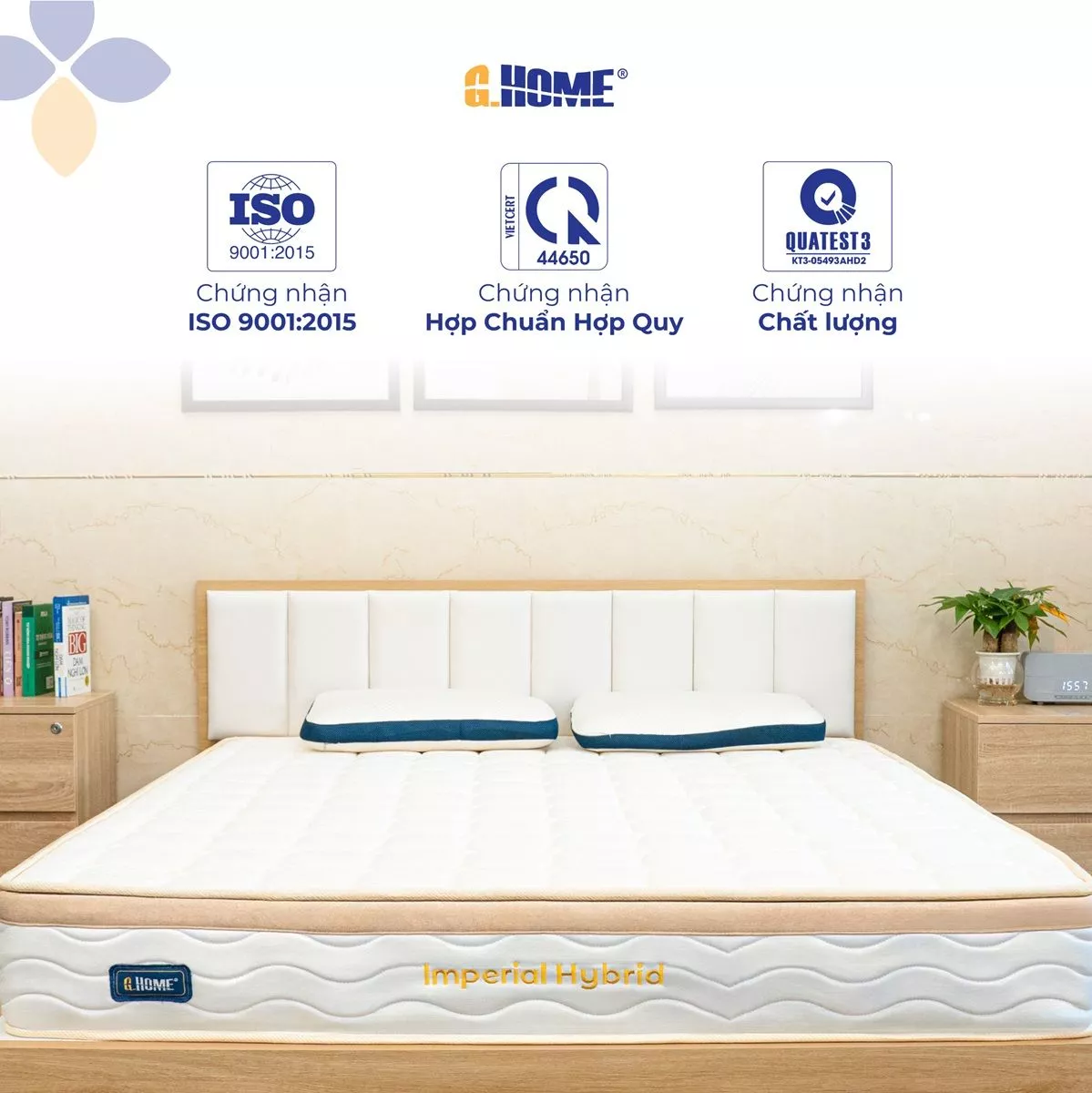 Nệm Lò Xo Imperial Hybrid Túi Độc Lập 2 Viền