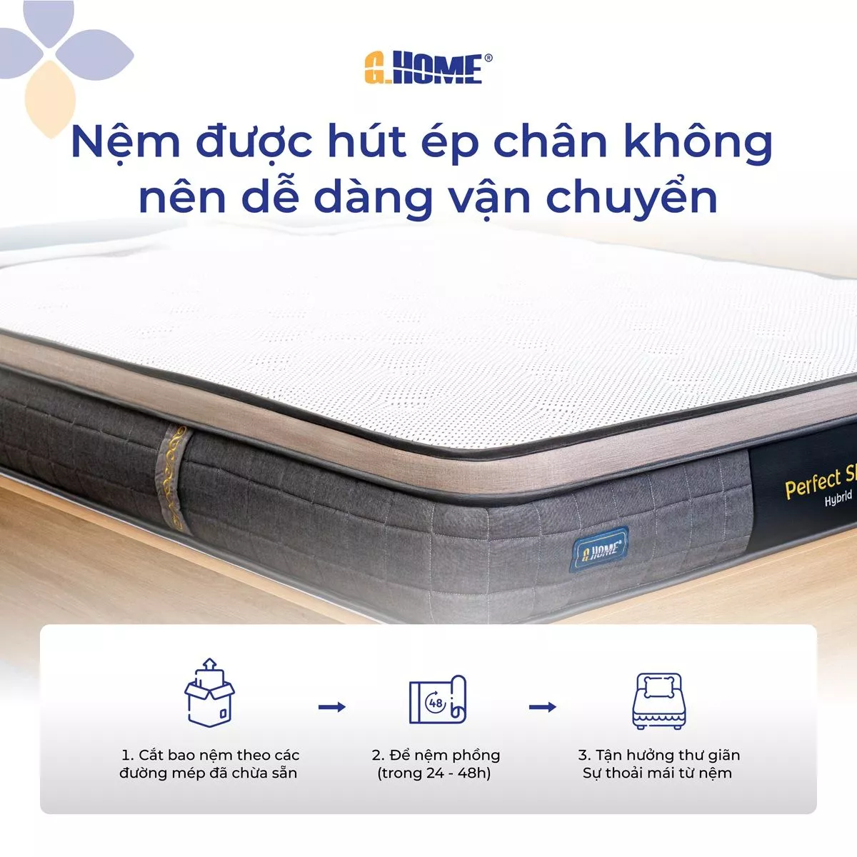 Nệm Lò Xo Perfect Sleep Hybrid Túi Độc Lập 3 Viền
