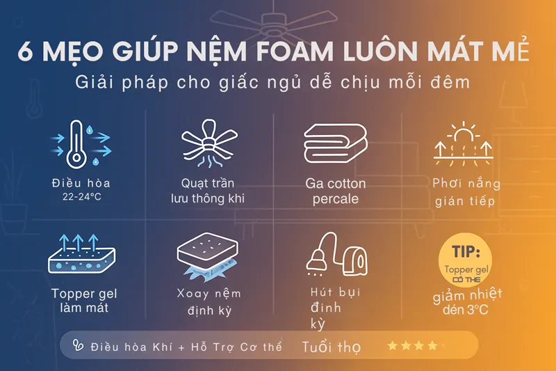 Mẹo Sử Dụng Nệm Foam Để Luôn Mát Mẻ